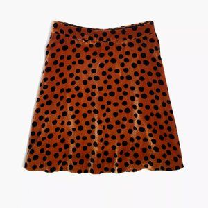 NWT Madewell Velvet Circle Mini Skirt in Leopard Dot